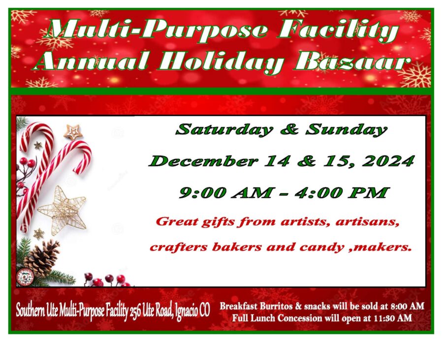 Multi - Purpose Facility Annual Holiday Bazaar Vendor Information Saturday December 14 & Sunday December 15, 2024 9:00 AM - 4:00 PM