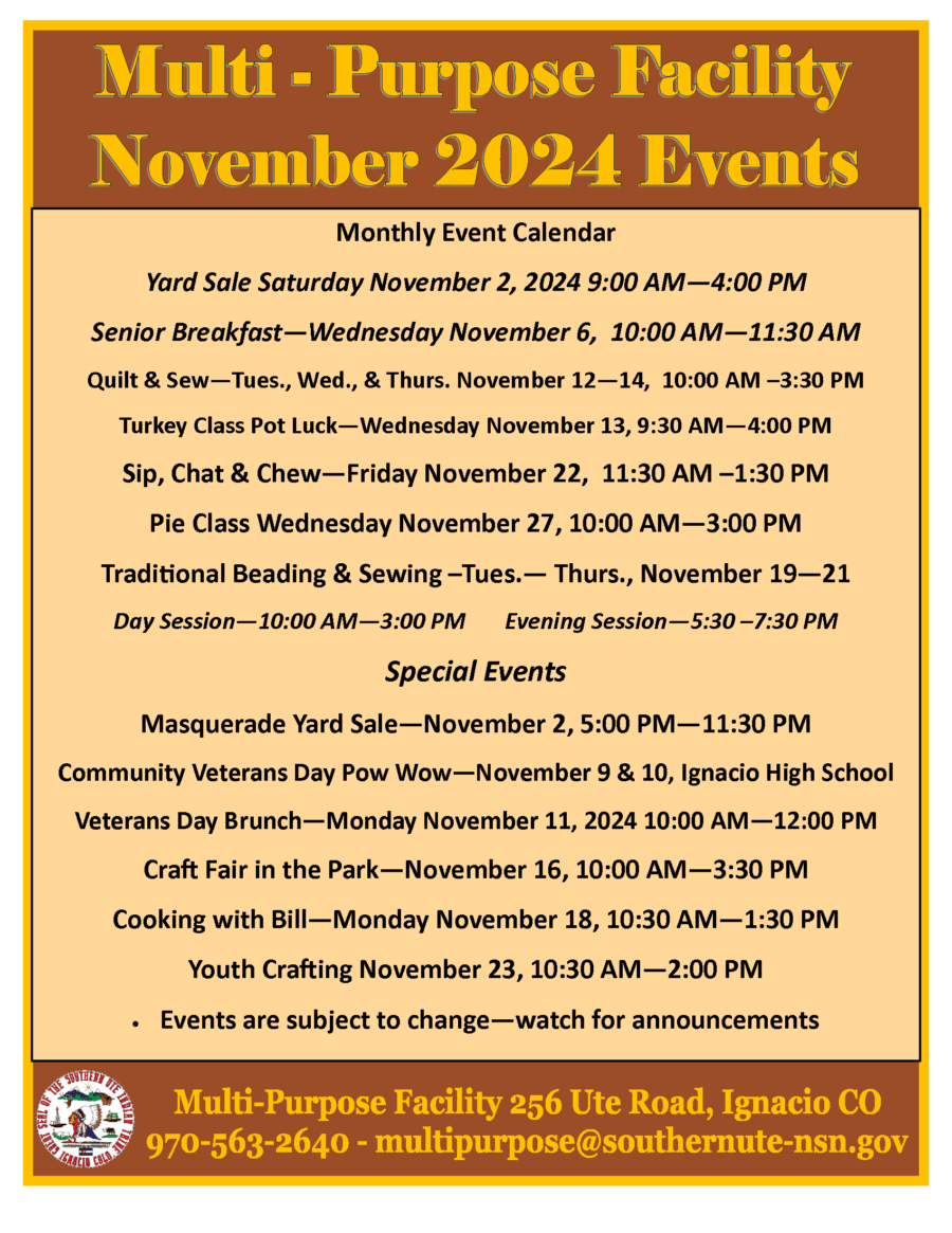 November 2024 Multi - Purpose Facility Events