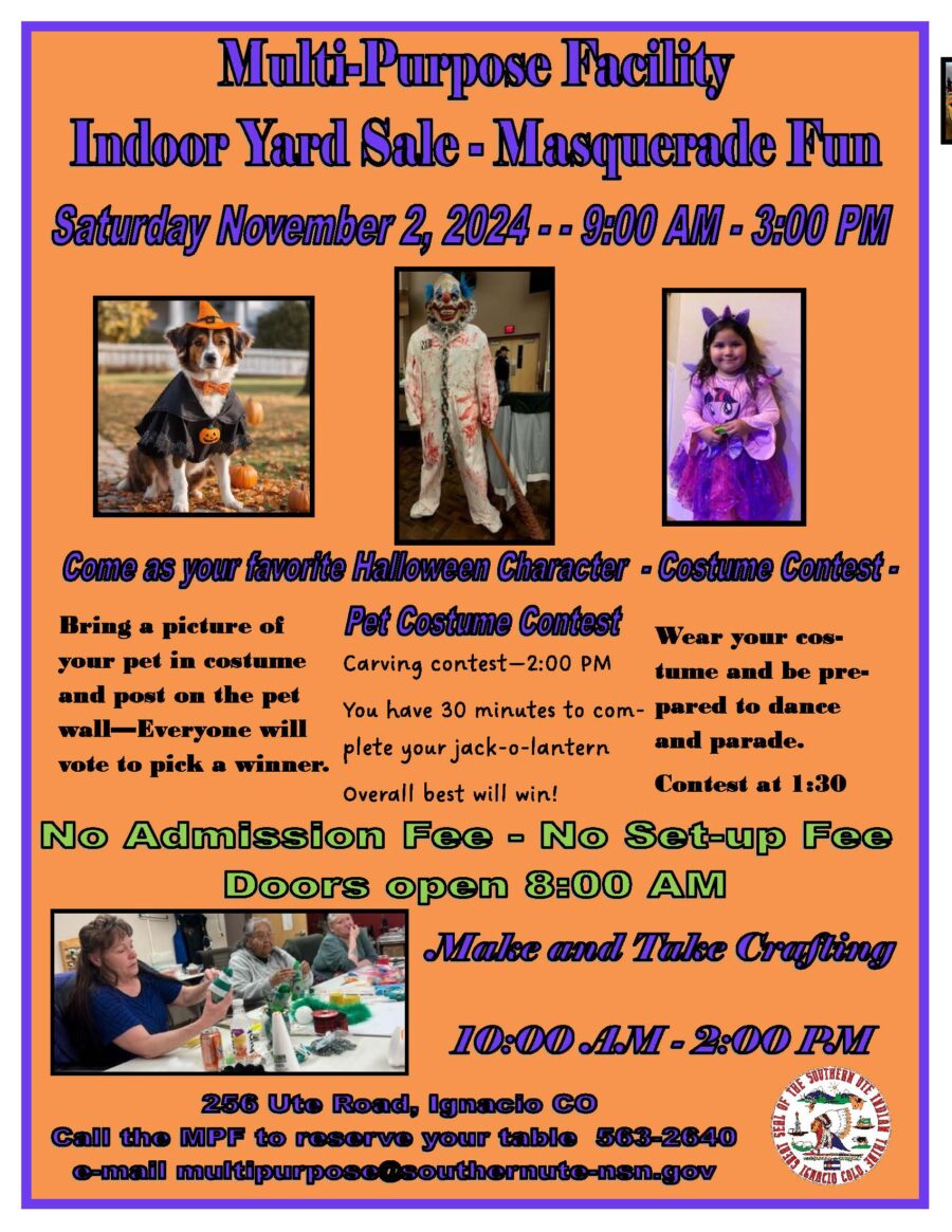 Multi - Purpose Facility Indoor Yard Sale - Masquerade Fun Saturday November 2, 2024 9:00 AM - 3:00 PM