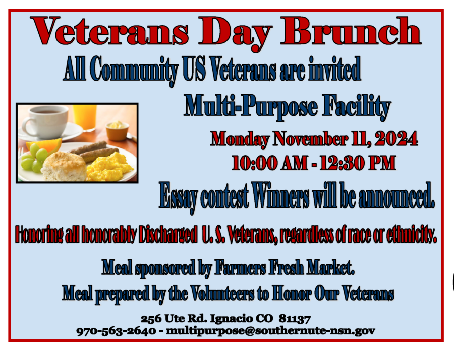 Veterans Day Brunch All Community US Veterans are invited. Multi-Purpose Facility Monday November 11, 2024 10:00AM - 12:30PM