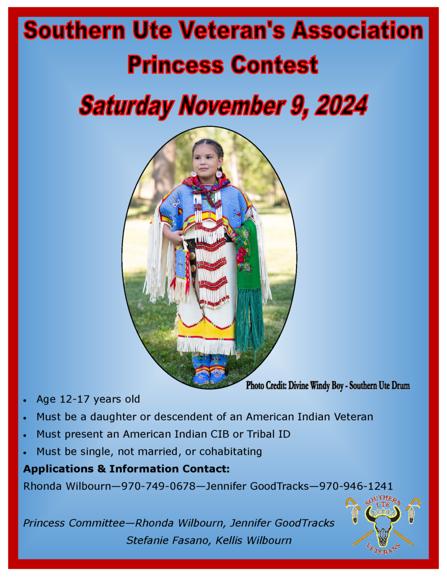 Southern Ute Veteran's Association Princess Contest Saturday November 9, 2024